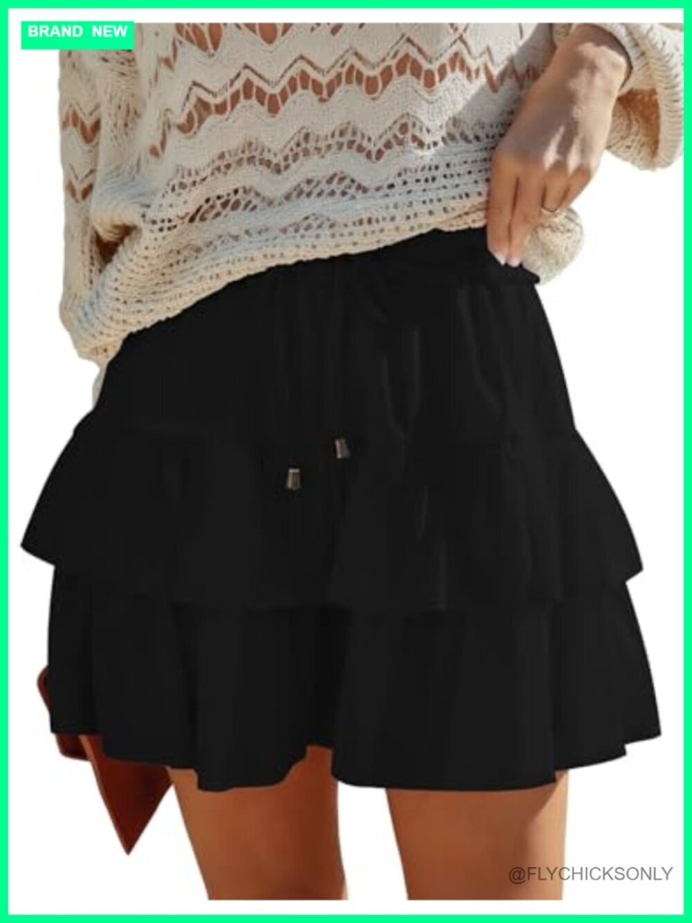 Flow Tiered Ruffled Skort with Drawstring Waist, Tennis Golf Active Shorts